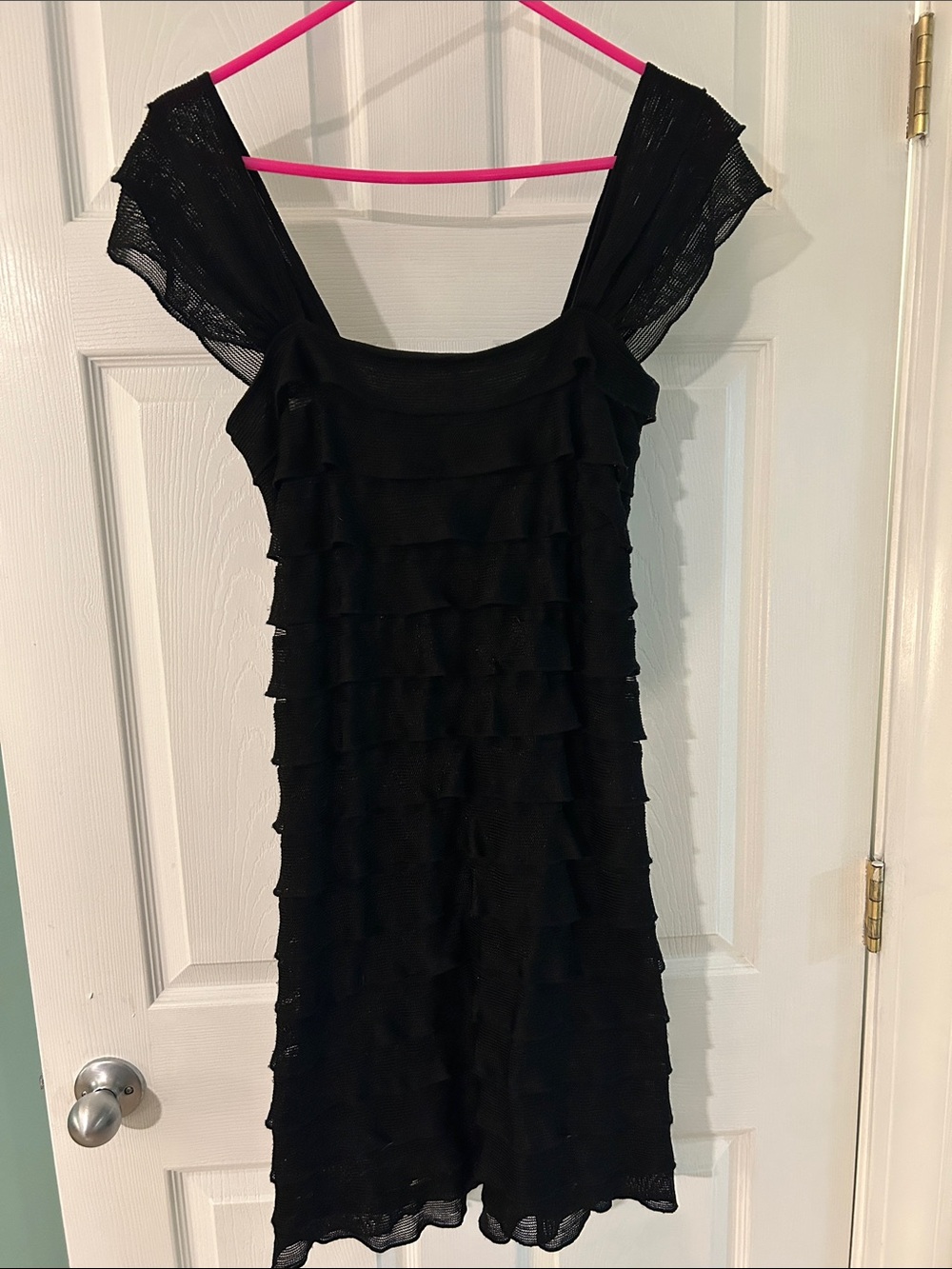 Max Studio Black Ruffle Tiered Mini Dress